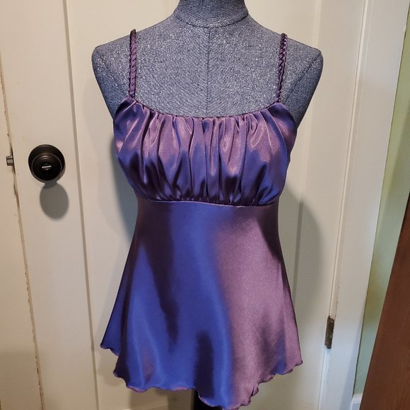 purple satin tank top